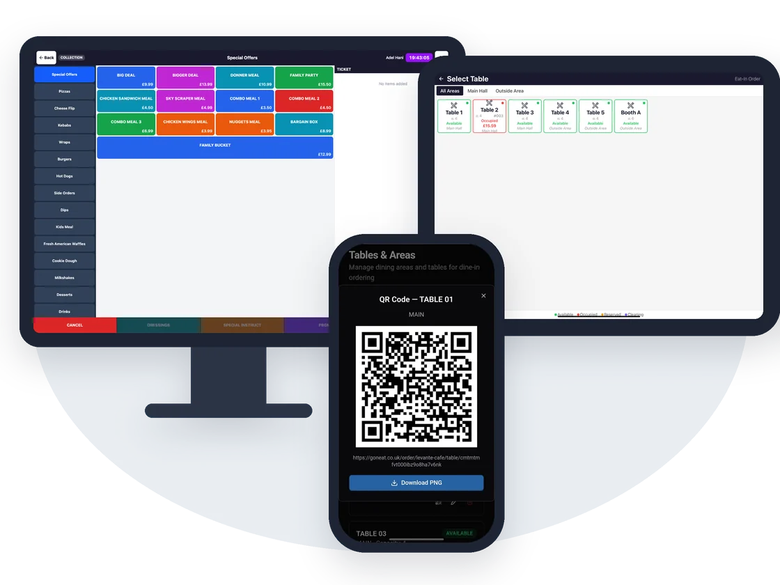 A takeaway, a restaurant and a café served by Novusoft Pro